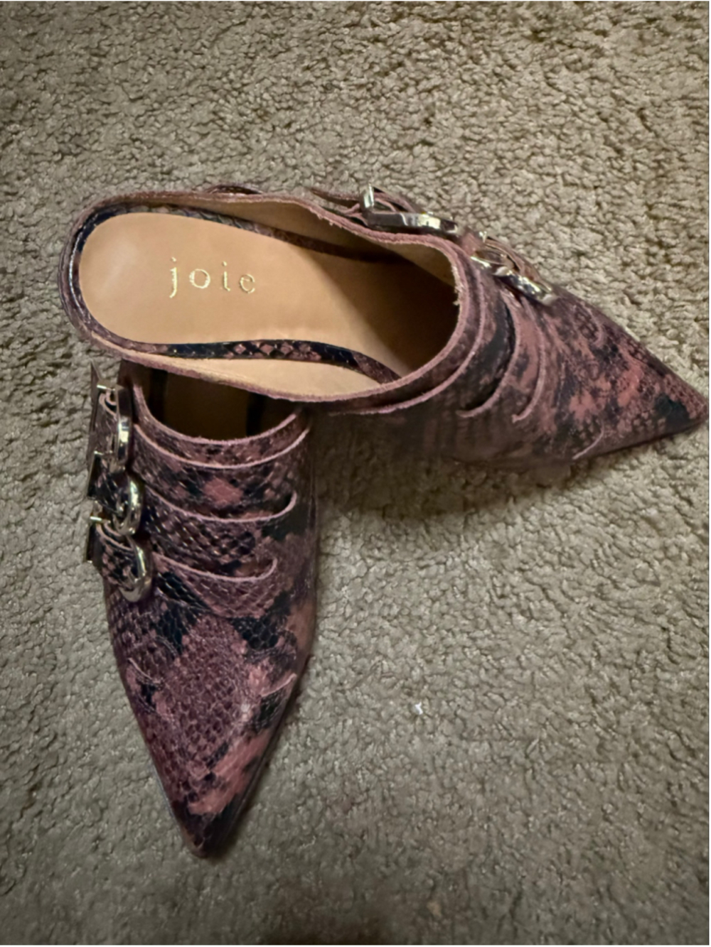 Women's Joie Snake Print Mules, Size 5.5, Brown and Black - Picture 3 of 5